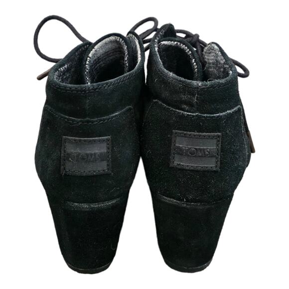 Toms Black Suede Wedge Booties Boots Women's Size 6.5 - Picture 6 of 7
